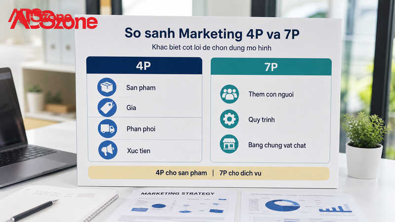 So sánh Marketing 4P và 7P là gì: Khác biệt cốt lõi và bảng tổng hợp