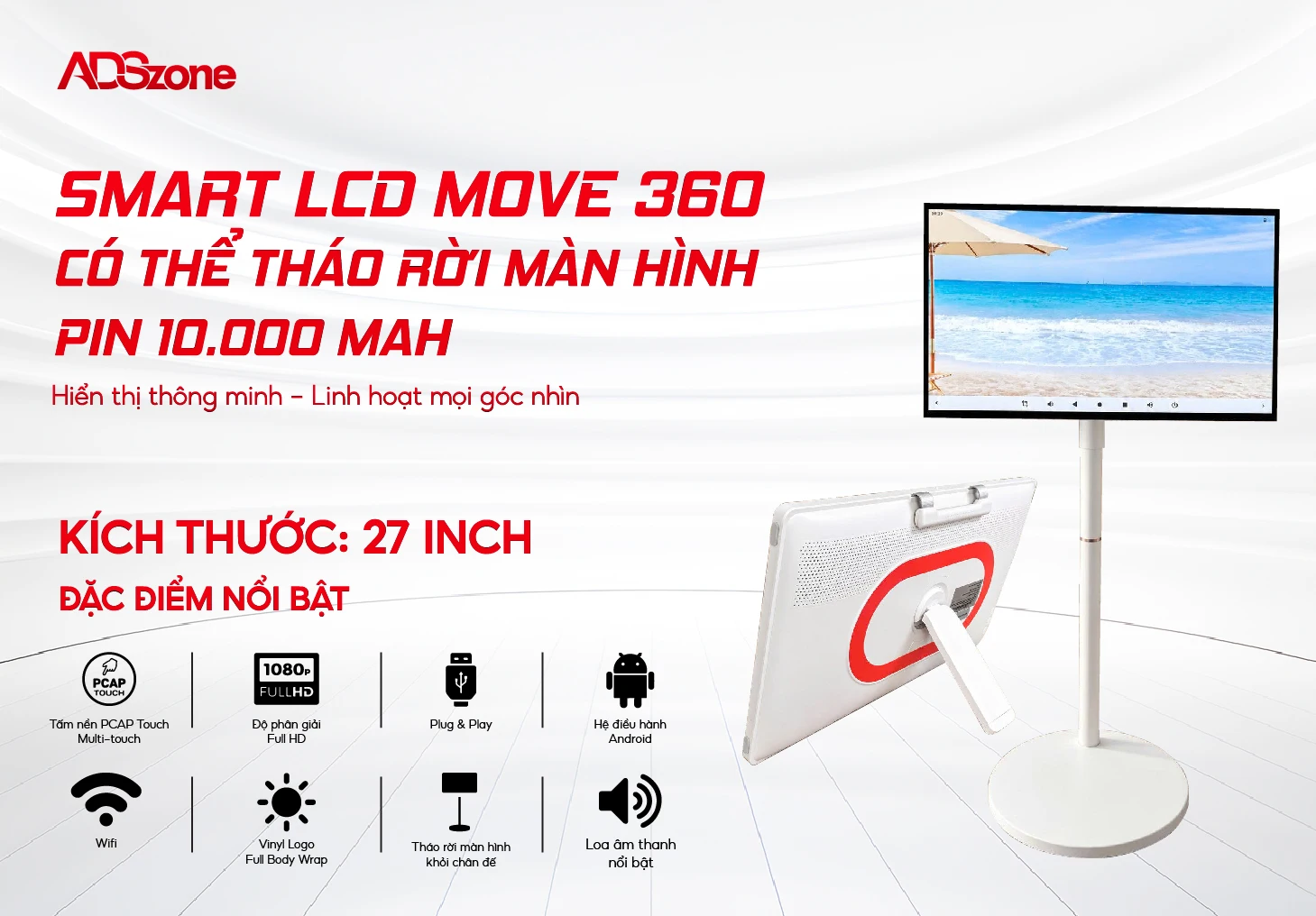 Màn Hình Cảm Ứng Di Động 27 Inch Mới