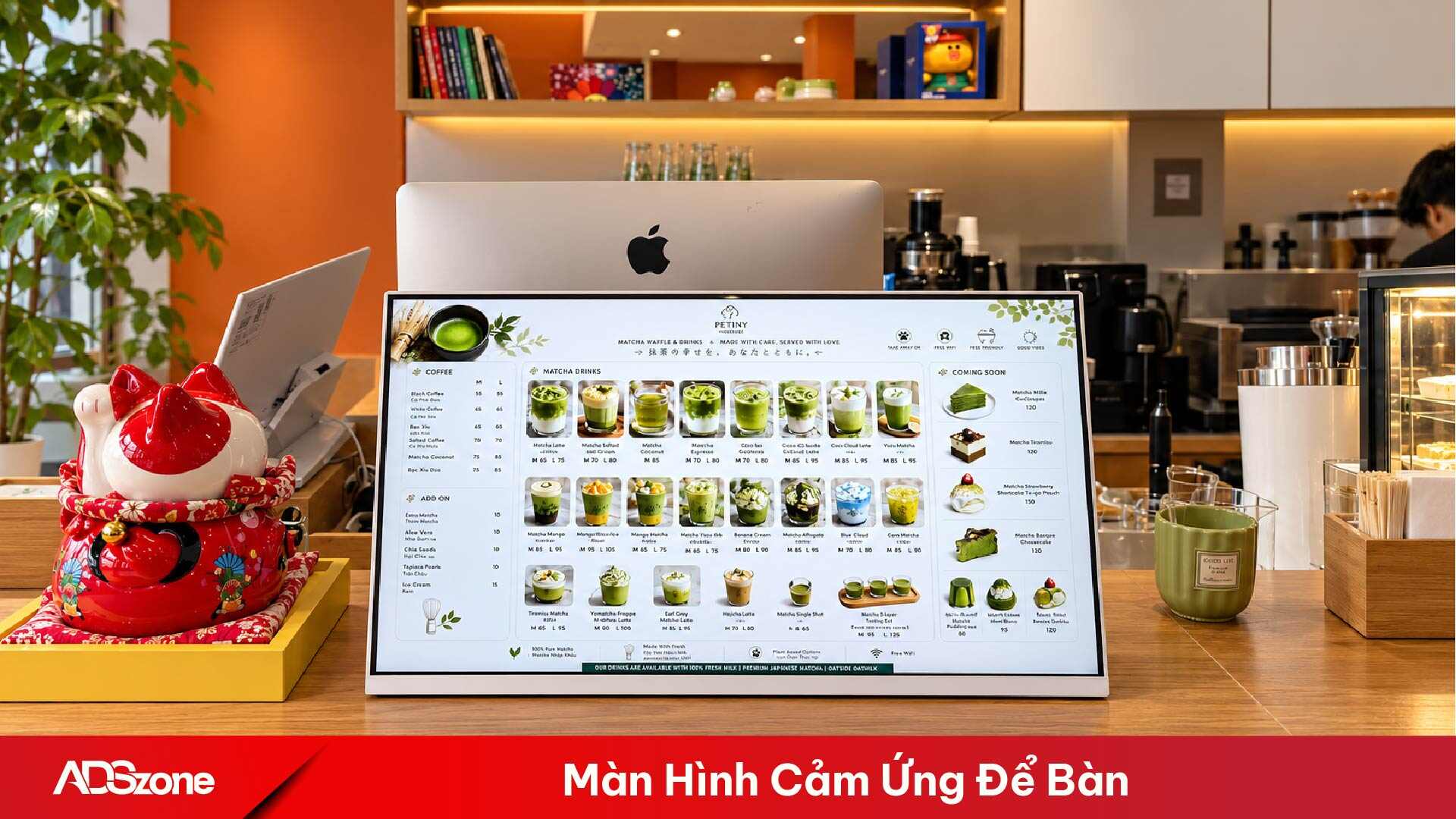 Màn hình cảm ứng để bàn phục vụ tra cứu thực đơn điện tử và tư vấn khách hàng 