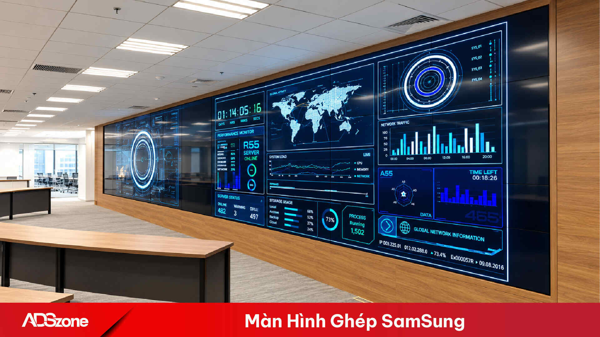 Màn hình ghép Samsung với mối ghép siêu hẹp, hỗ trợ cân chỉnh màu sắc và độ sáng đồng đều