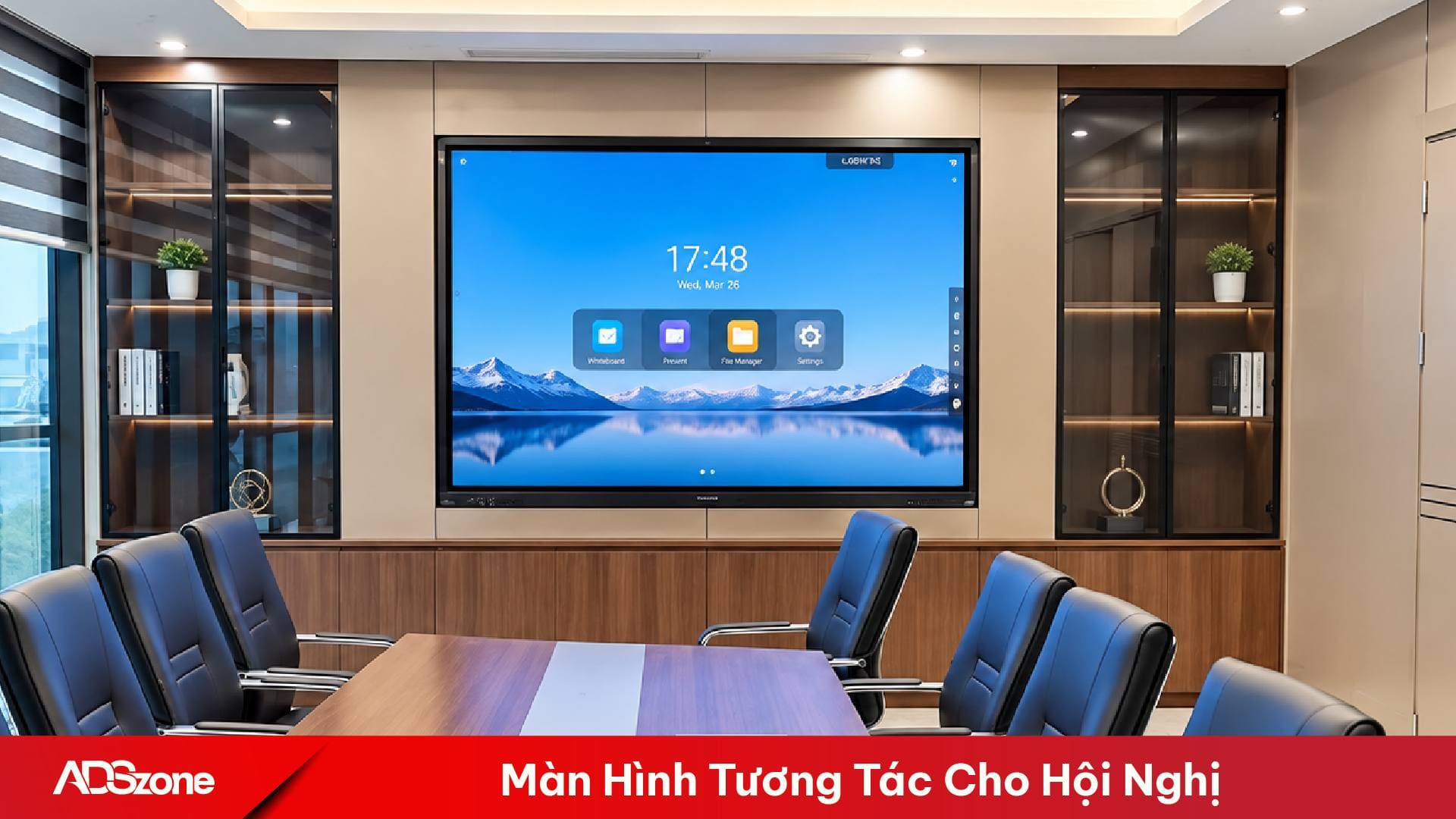 Màn hình tương tác phòng hội nghị hỗ trợ chia sẻ nội dung không dây và họp trực tuyến