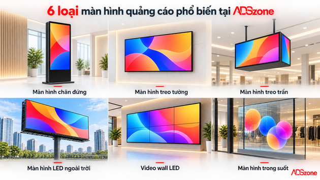 6 loại màn hình quảng cáo phổ biến tại ADSzone