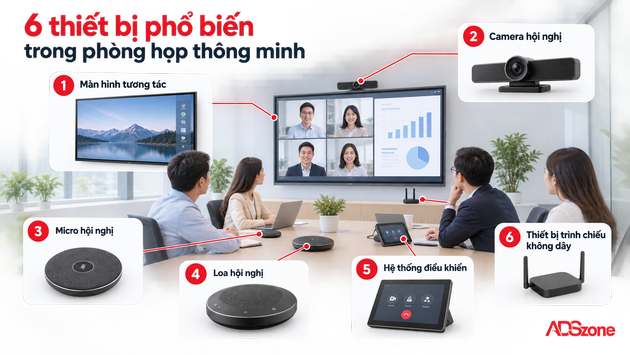 6 thiết bị phổ biến trong phòng họp thông minh
