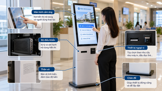 Kiosk cảm ứng gồm những thành phần nào?