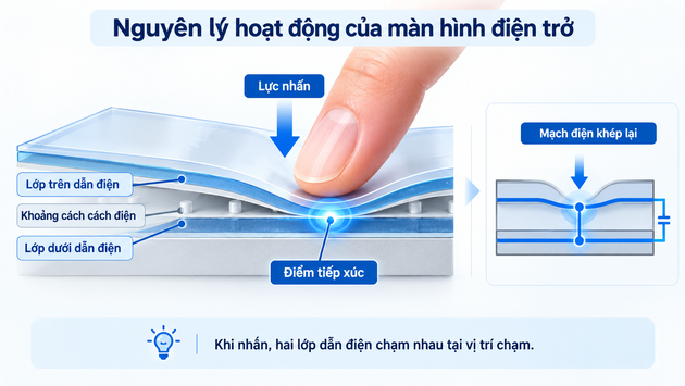 Nguyên lý hoạt động của màn hình điện trở
