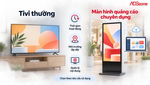 Có nên dùng tivi thường làm màn hình quảng cáo không?