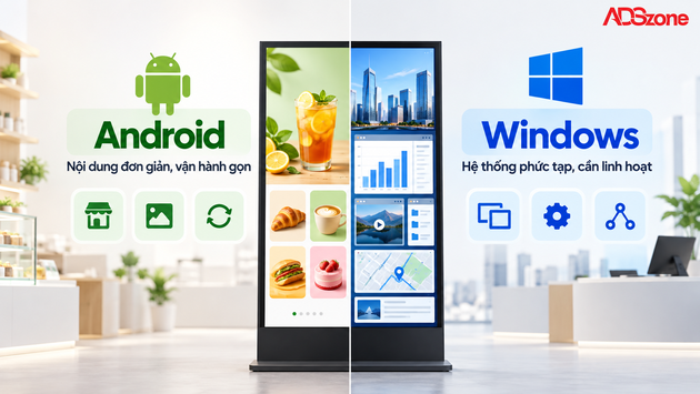 Nên chọn màn hình quảng cáo Android hay Windows theo nhu cầu?