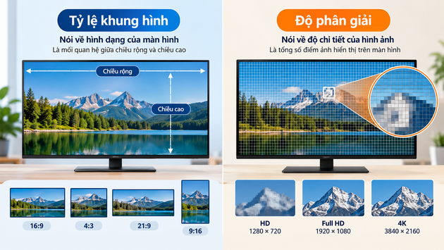 Tỷ lệ khung hình khác độ phân giải thế nào?