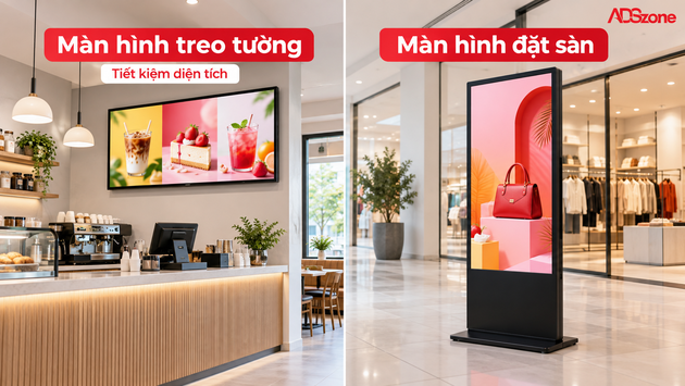 Nên lắp màn hình treo tường hay đặt sàn?