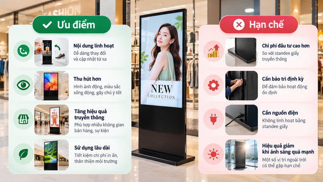 Ưu điểm và hạn chế của standee điện tử