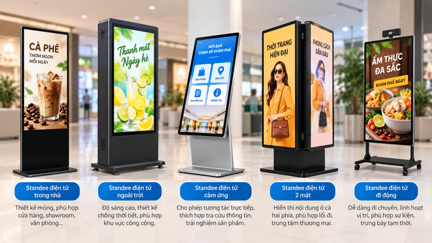 Các dạng standee điện tử phổ biến