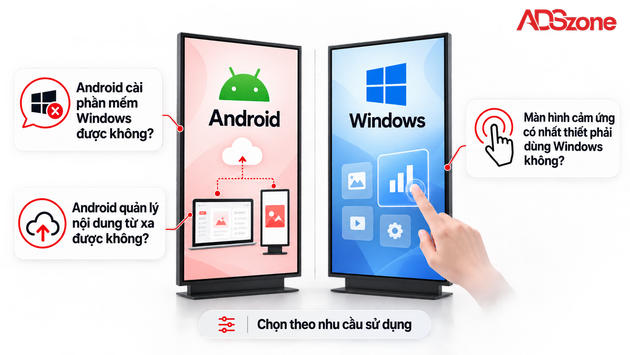 Câu hỏi thường gặp khi chọn màn hình quảng cáo Android và Windows