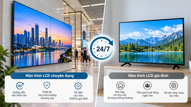 Màn hình LCD chuyên dụng chạy lâu có bền không?