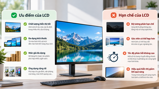 Ưu điểm và hạn chế của LCD
