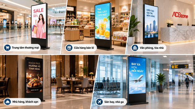 Standee điện tử thường được sử dụng ở đâu?